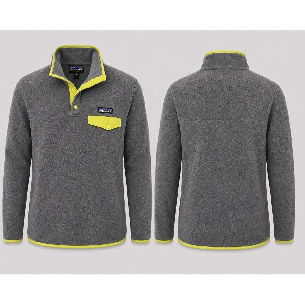 Patagonia  Synchilla sweater womens med  Snap-T Fleece Pullover grey with yellow